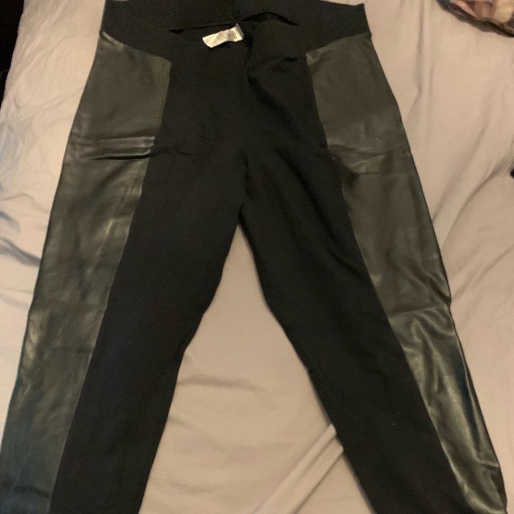 Black tights with leather sides